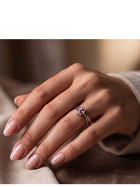 925 Sterling Silver Ring with Pink & White Stones